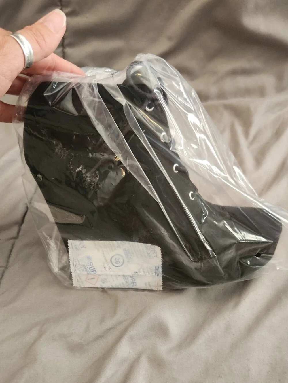 G by Guess Black Suede Lace-Up Wedge Booties